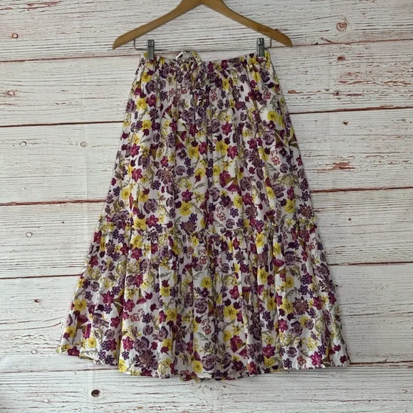 J Crew Tie-Waist Midi Skirt in Summer Garden Floral Sz XS - Picture 3 of 10